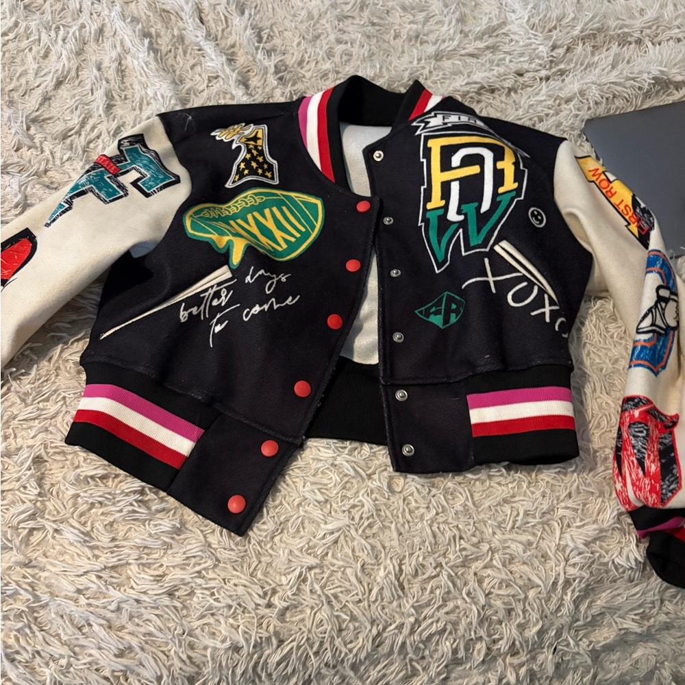 Kids' Black and White Varsity Jacket